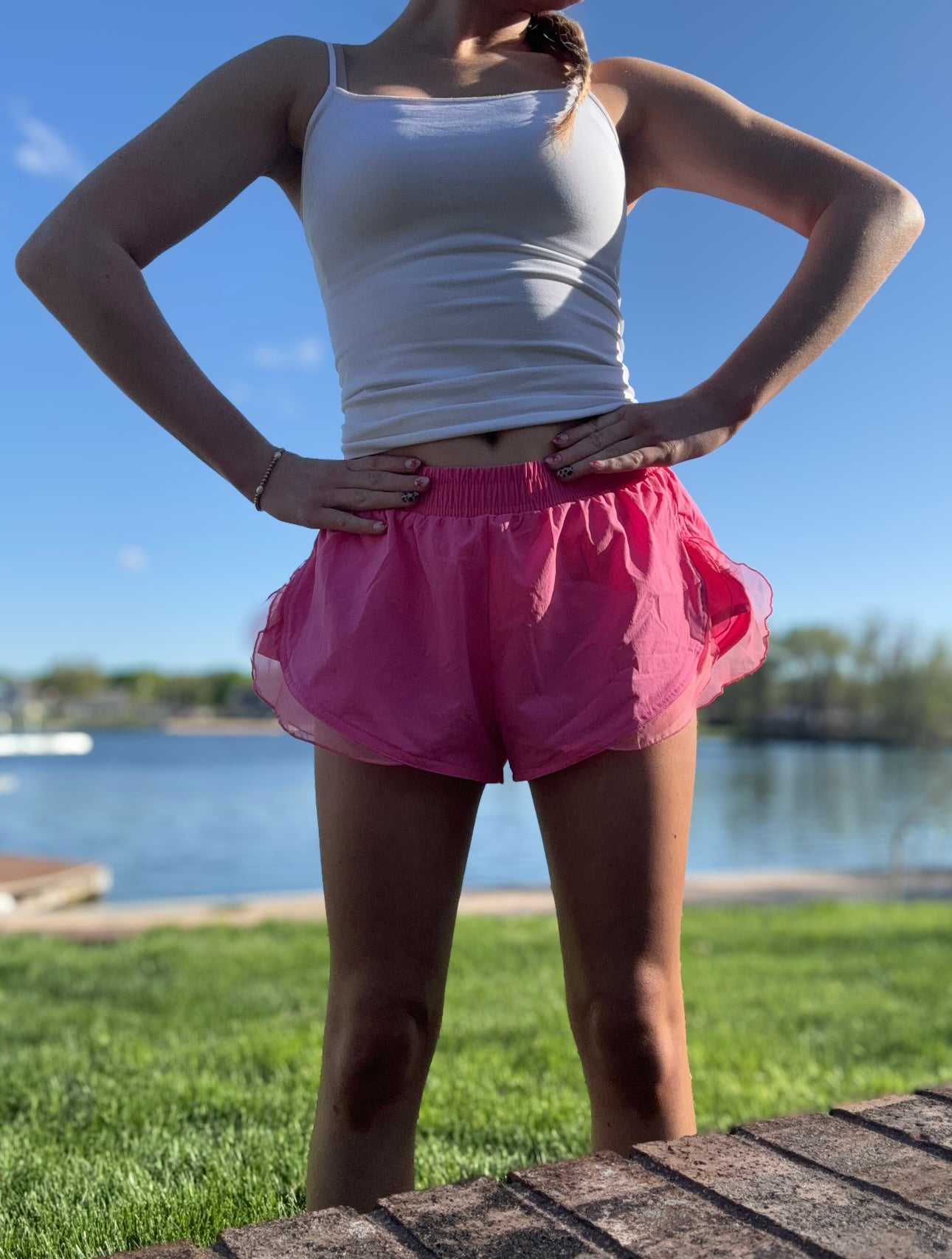 Pink Ruffle Athletic Shorts