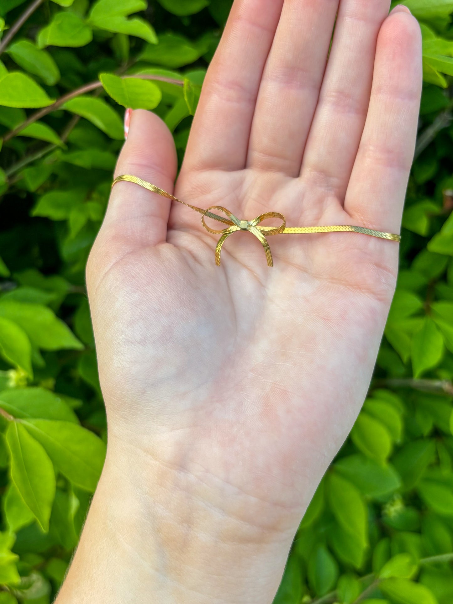 Herringbone Chain Bow Anklet