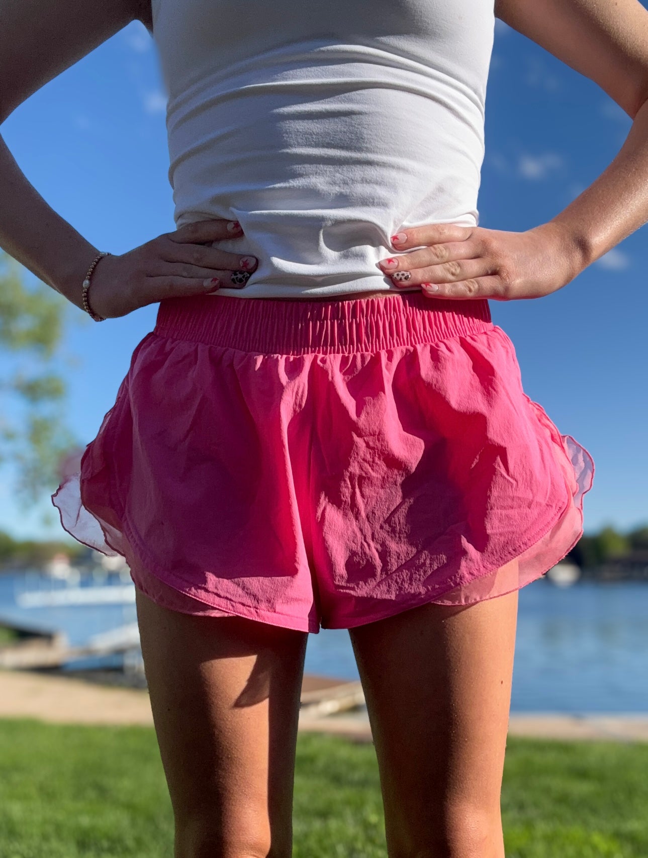 Pink Ruffle Athletic Shorts