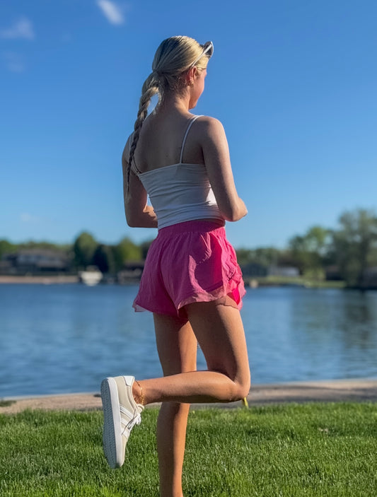 Pink Ruffle Athletic Shorts