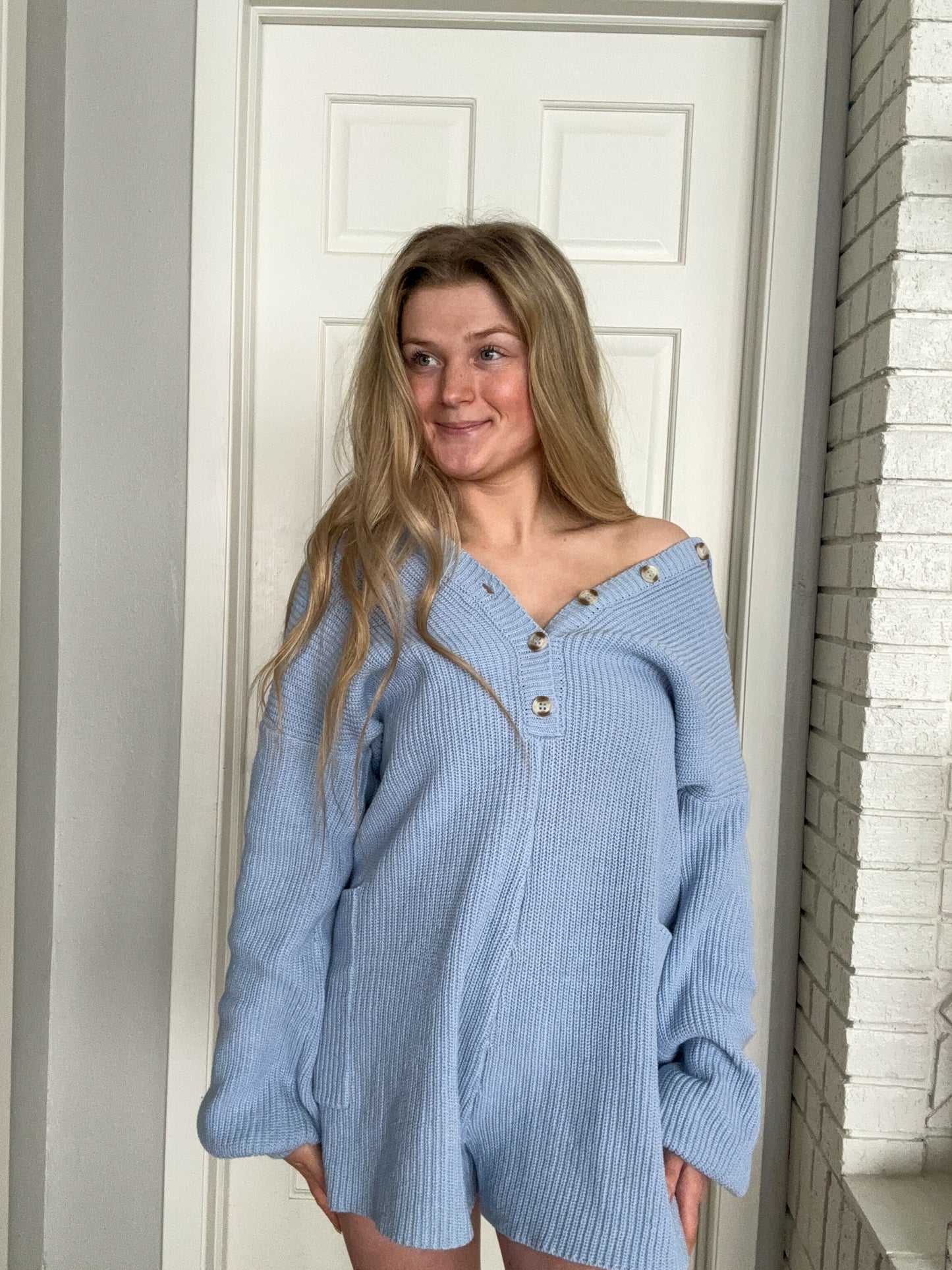 Baby Blue Sweater Romper