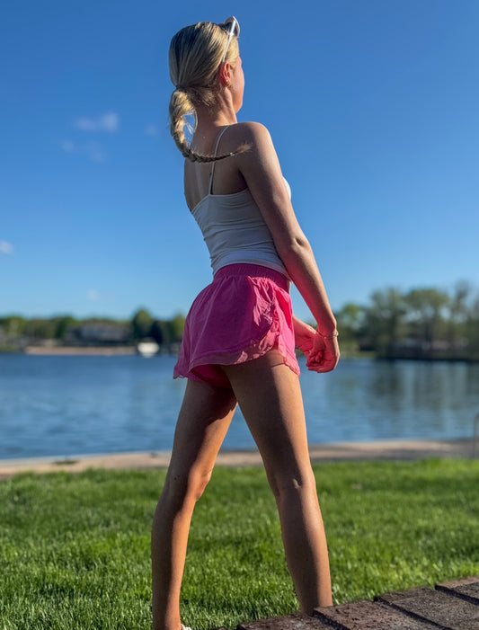 Pink Ruffle Athletic Shorts