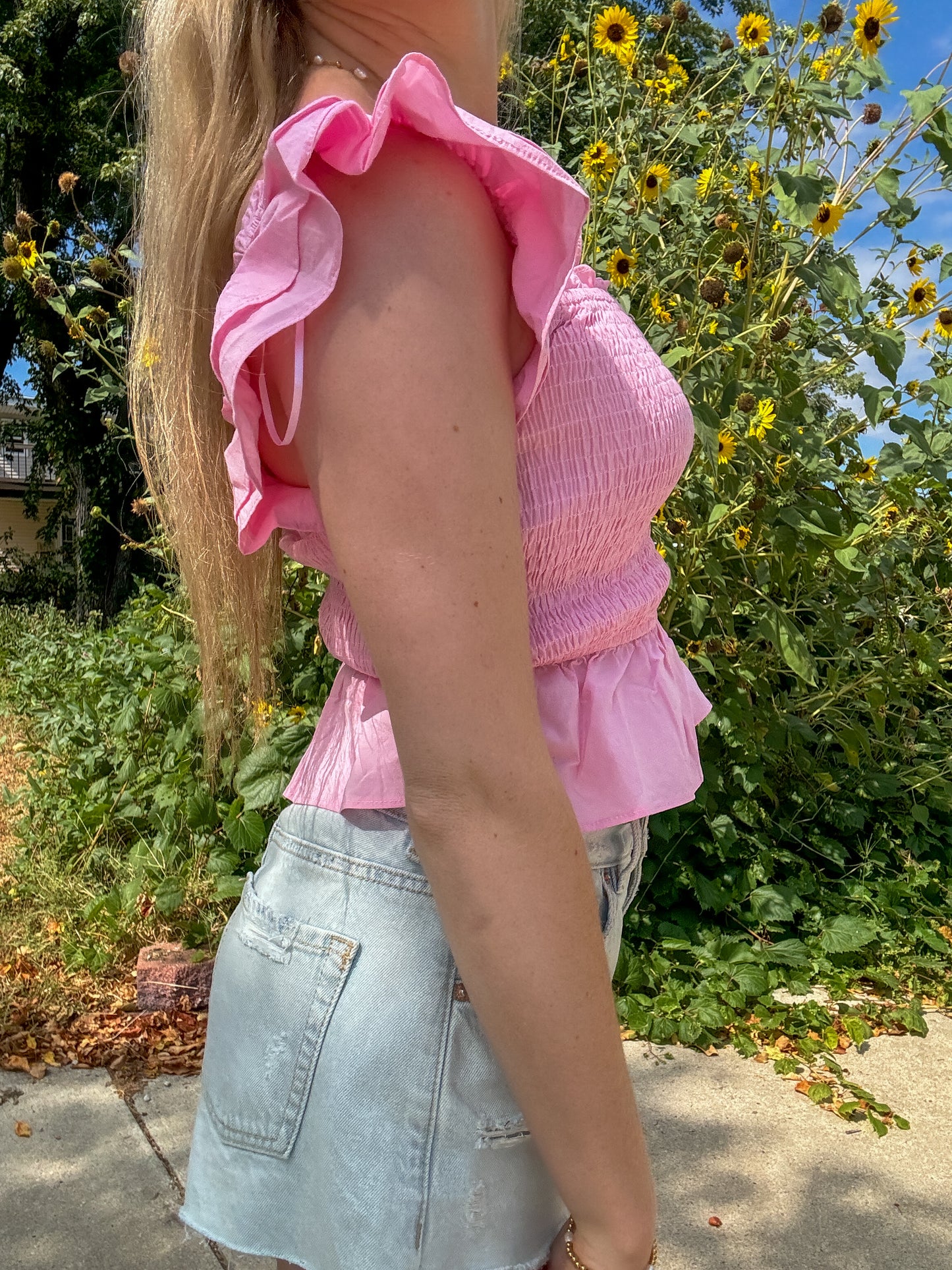 Candy Pink Ruffle Top