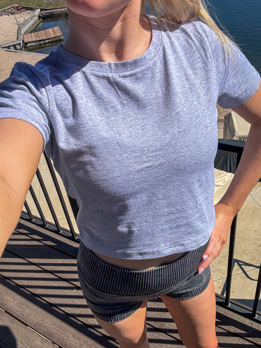 Light Grey Doll Crop Tee