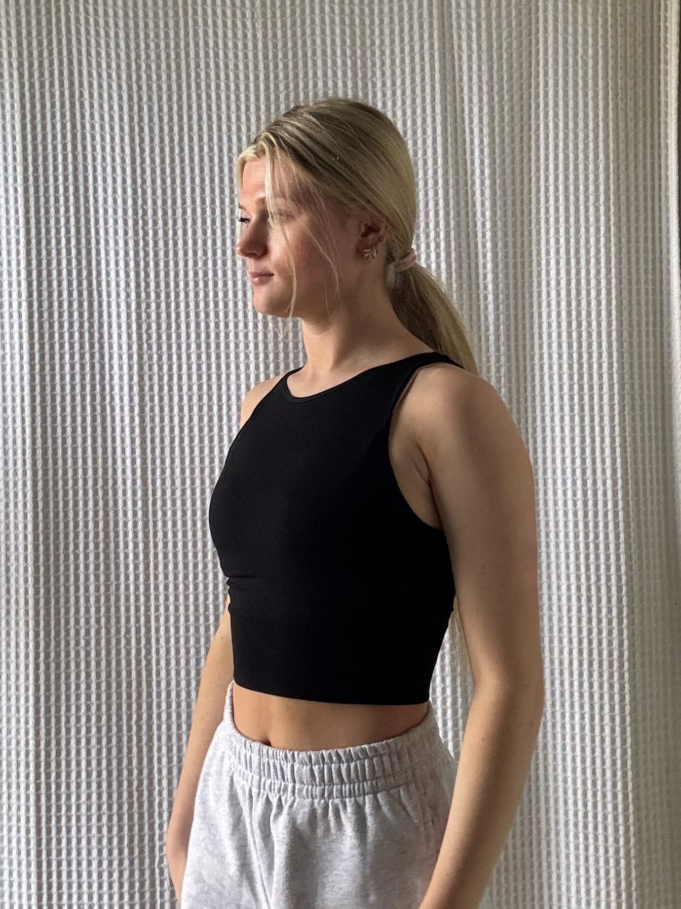 Black High Neck Crop