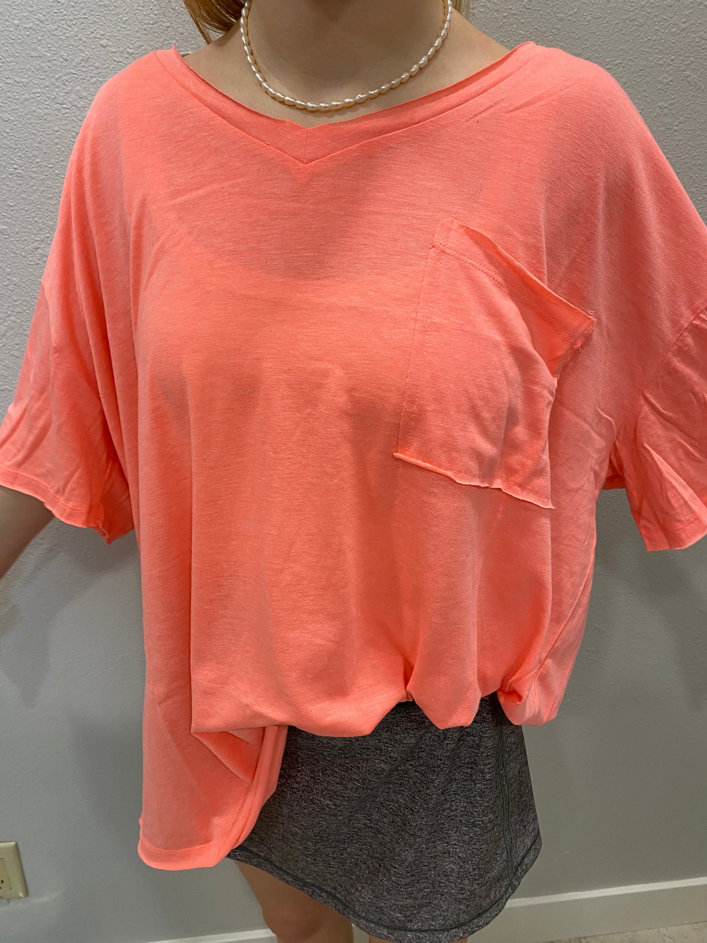 Oversized V-Neck Pocket Tee